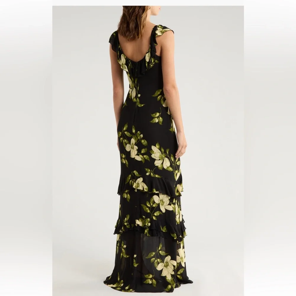 Reformation Tripoli Maxi Dress - Black, ivory, olive green. - Picture 5 of 5